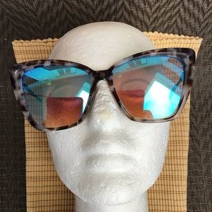 Diff Eyewear Becky II Tortoise Polarized Cateye Blue Mirror Sunglasses